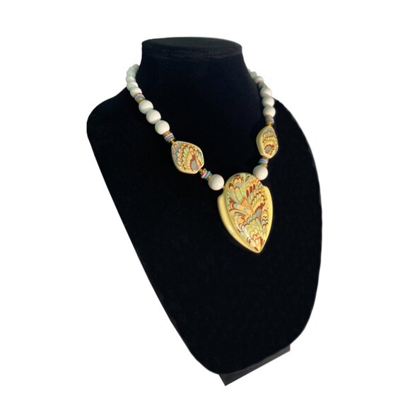 Hand Crafted Ceramic Necklace, Large Pendant Necklace - Picture 3 of 3